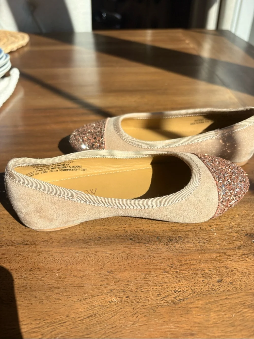 Crewcuts by J Crew Glitter Cap-Toe Ballet Flats- never worn